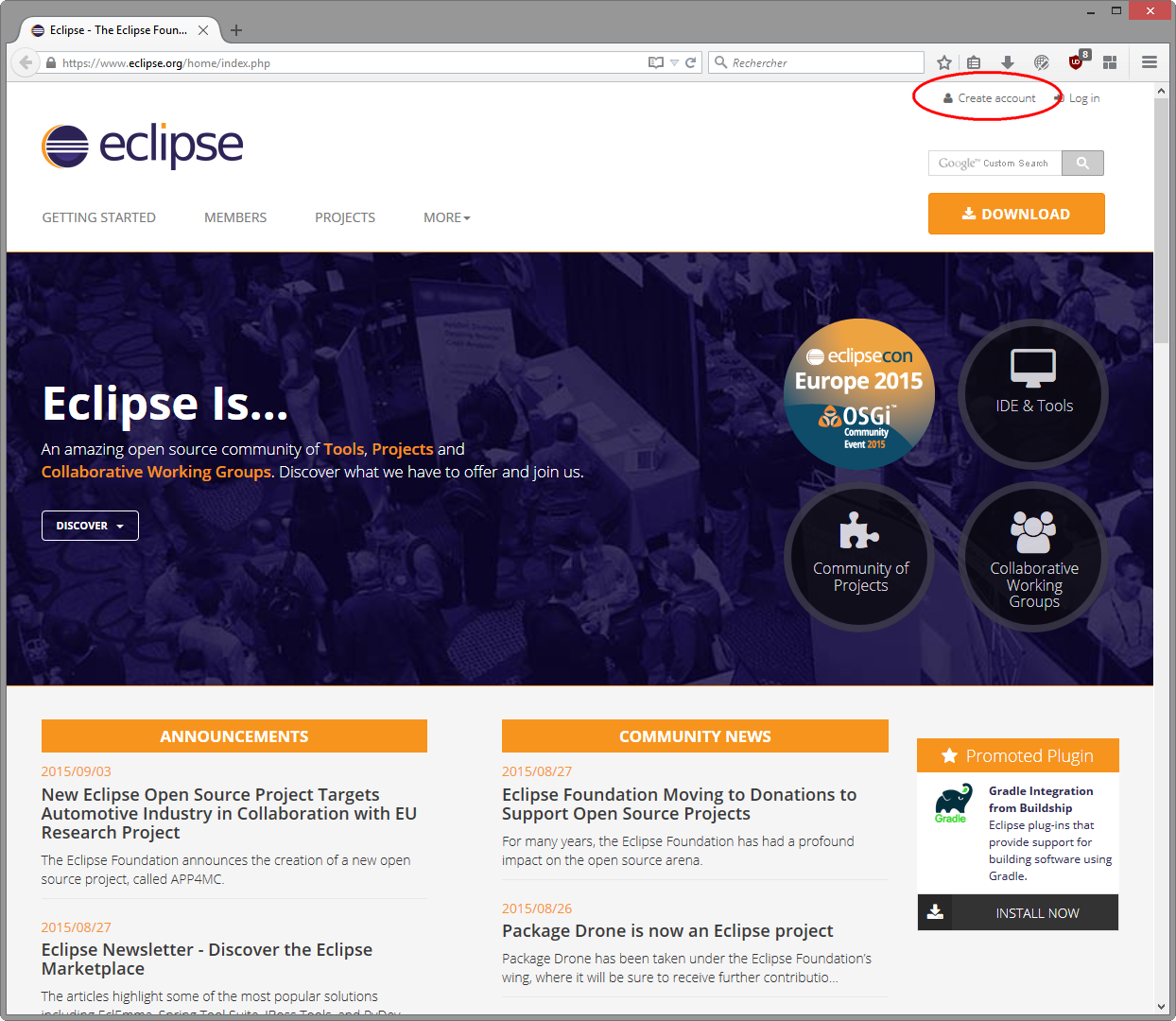 Create Eclipse account